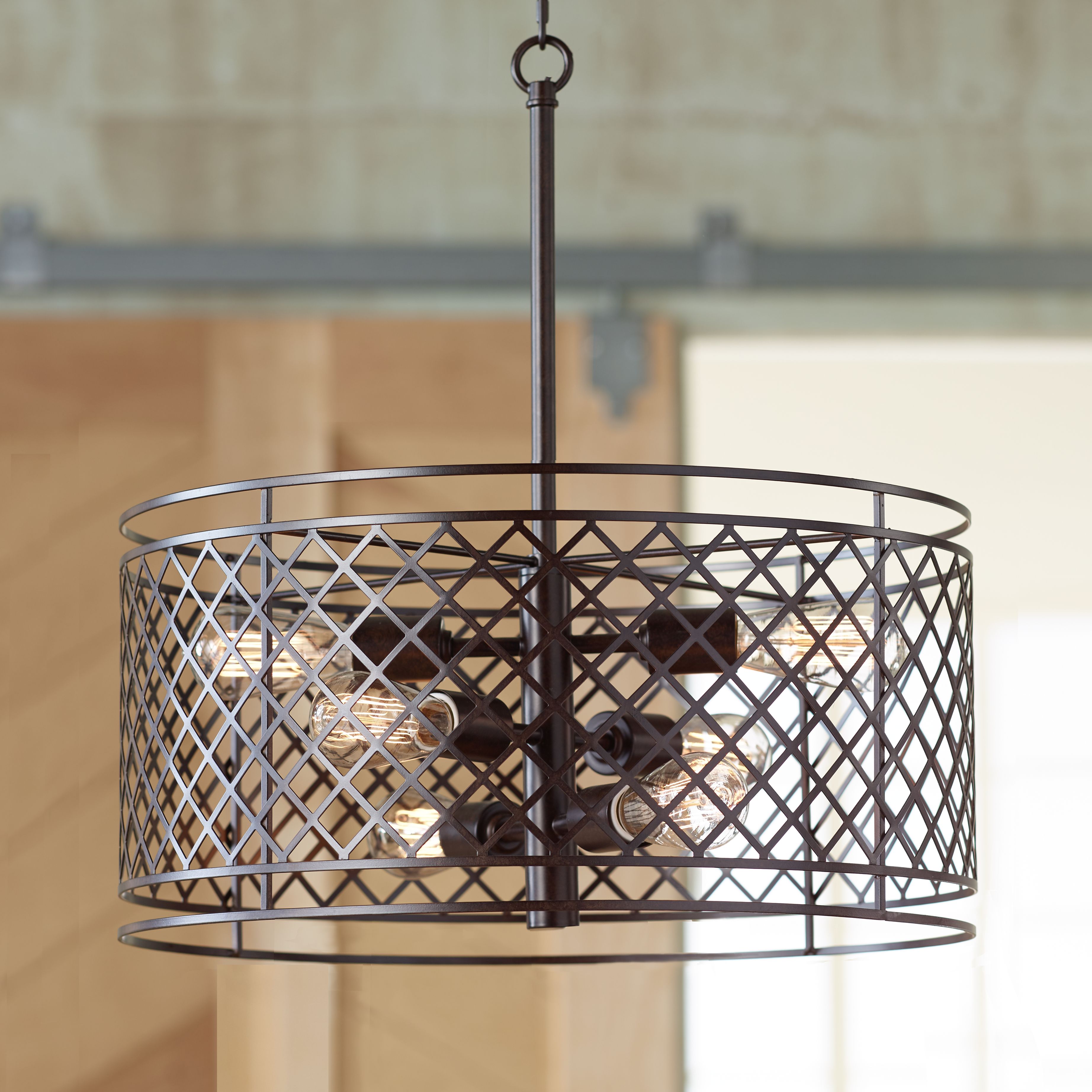 Lattice 6-Light 20 1/4" Wide Bronze Pendant Light