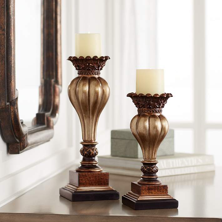 Colmore Candle Holder Candlesticks Crown Bronze 10x10x30 