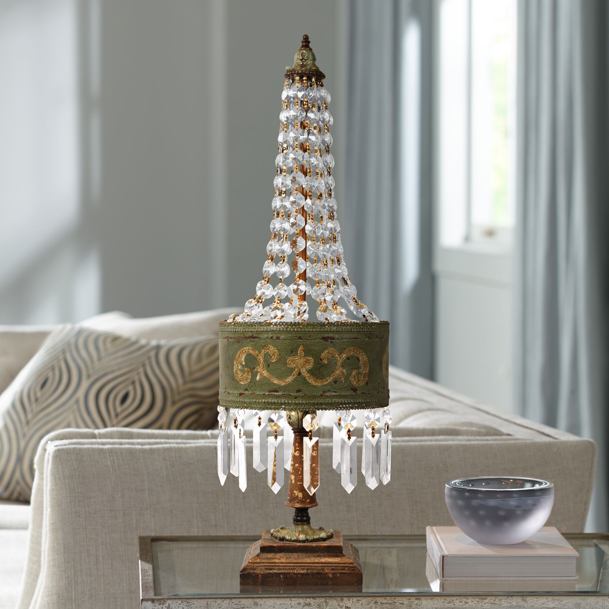 Eiffel Parisian Moss Hand Painted Table Lamp