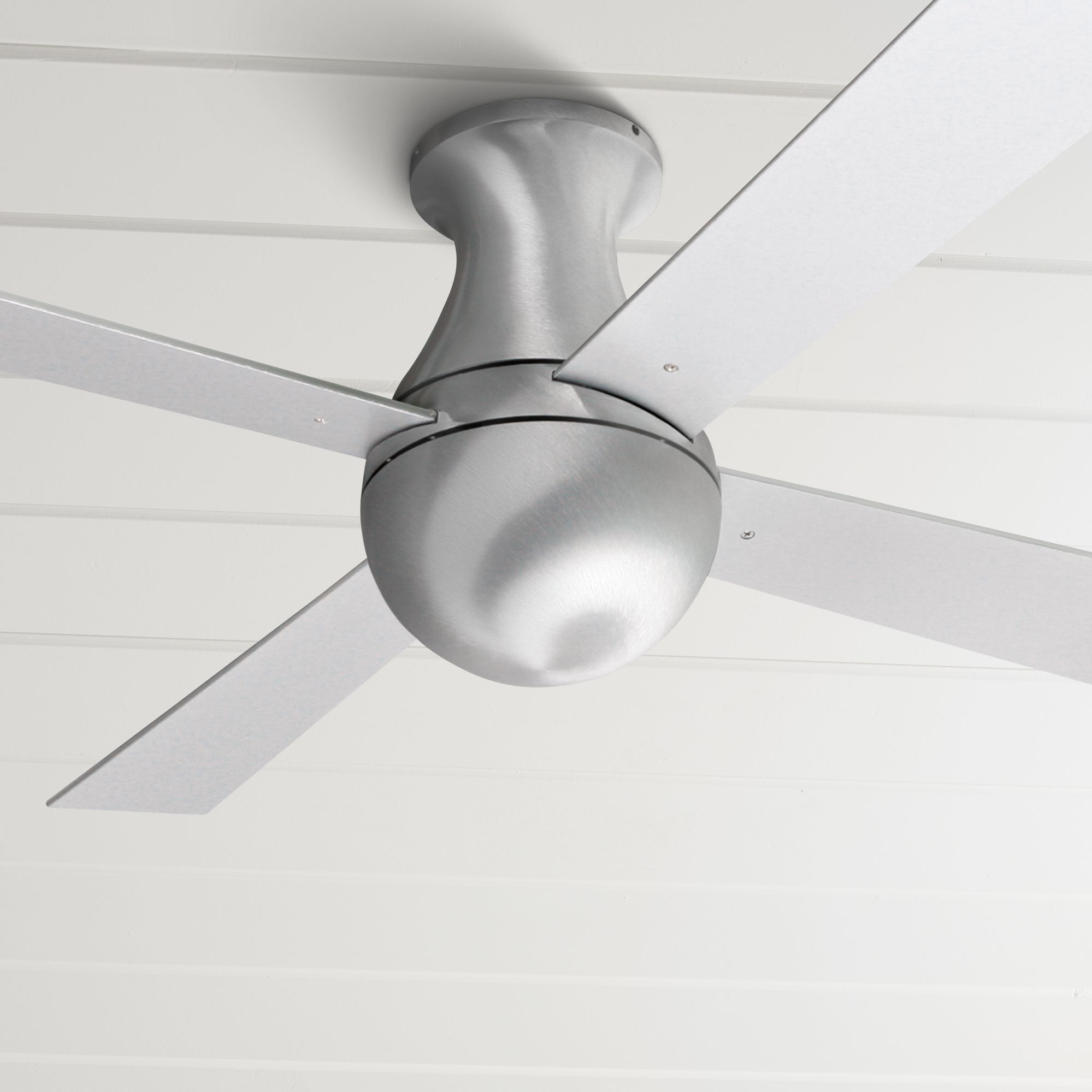 42 Modern Fan Ball Hugger Brushed Aluminum Ceiling Fan Y4913