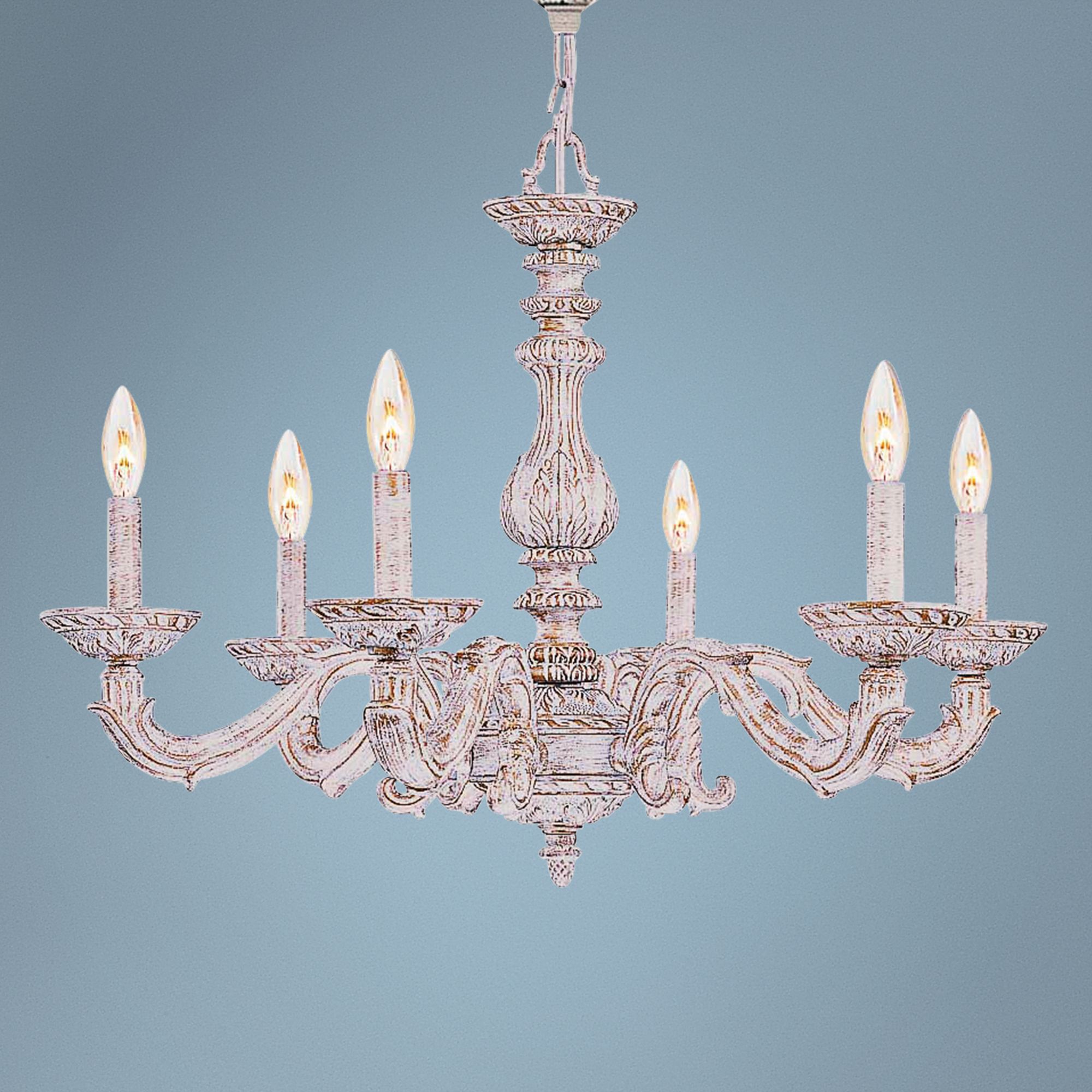 Sutton 28" Wide Antique White and Gold Chandelier