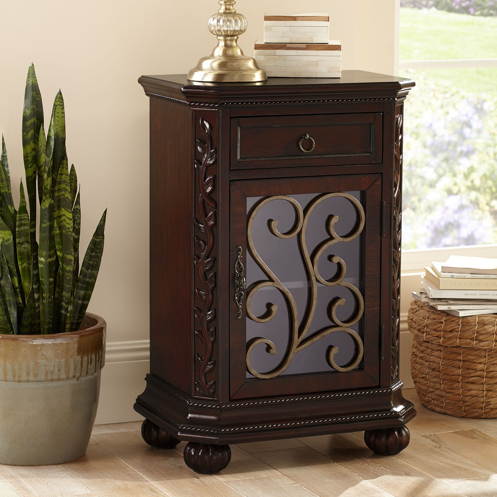 Arriana 22 1/2" Wide Cherry Finish Accent Table