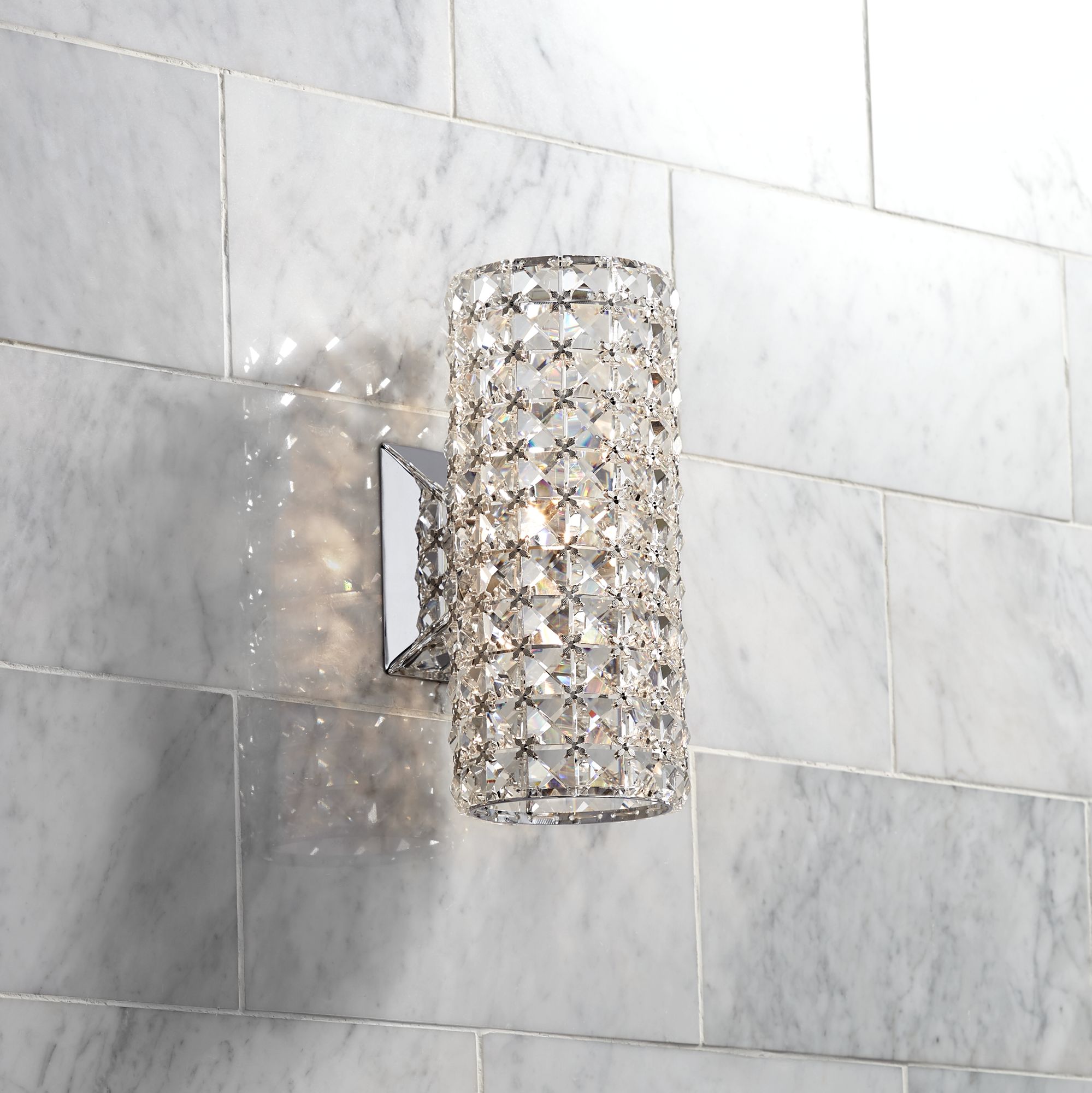 Cesenna 10 1/4" High Crystal Cylinder Wall Sconce