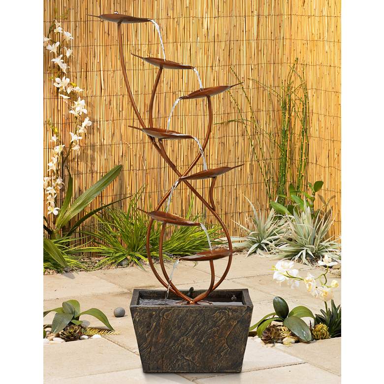 Ashton Curved Leaves 41&quot; High Copper Finish Floor Fountain