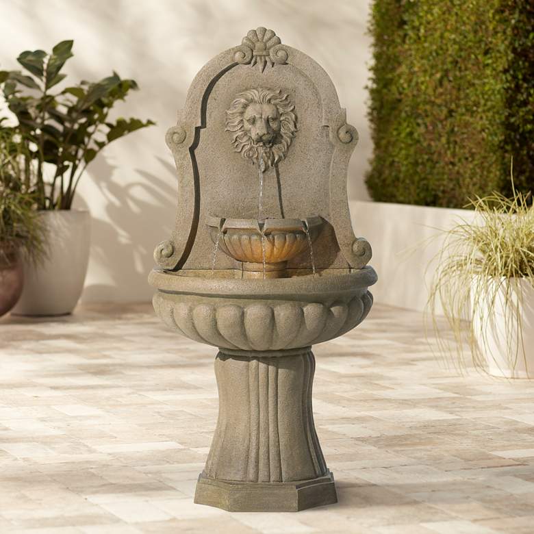 Image 1 Savanna Lion 58" High Indoor - Outdoor Floor Fountain