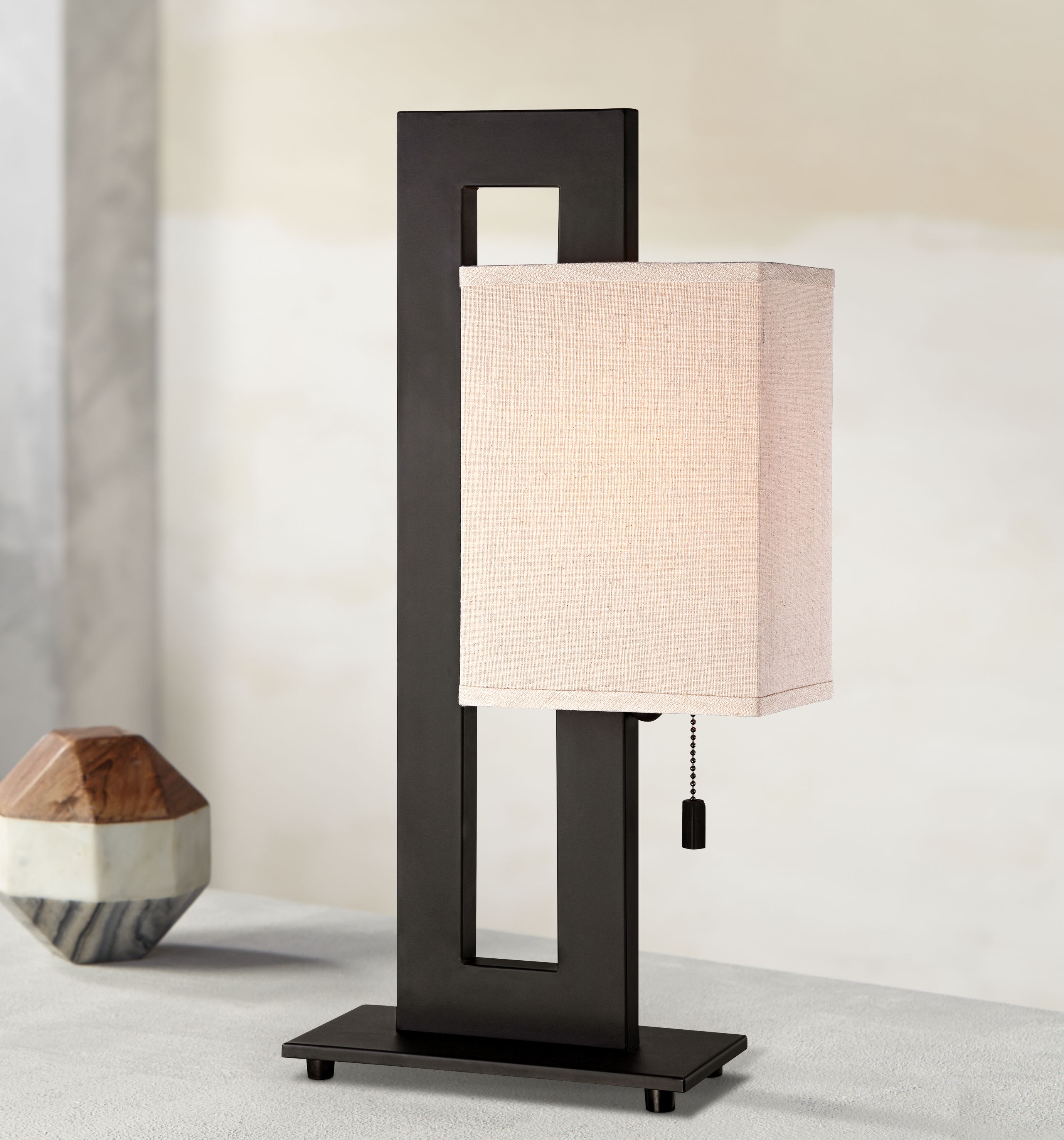 Floating Square Espresso Bronze Modern Table Lamp