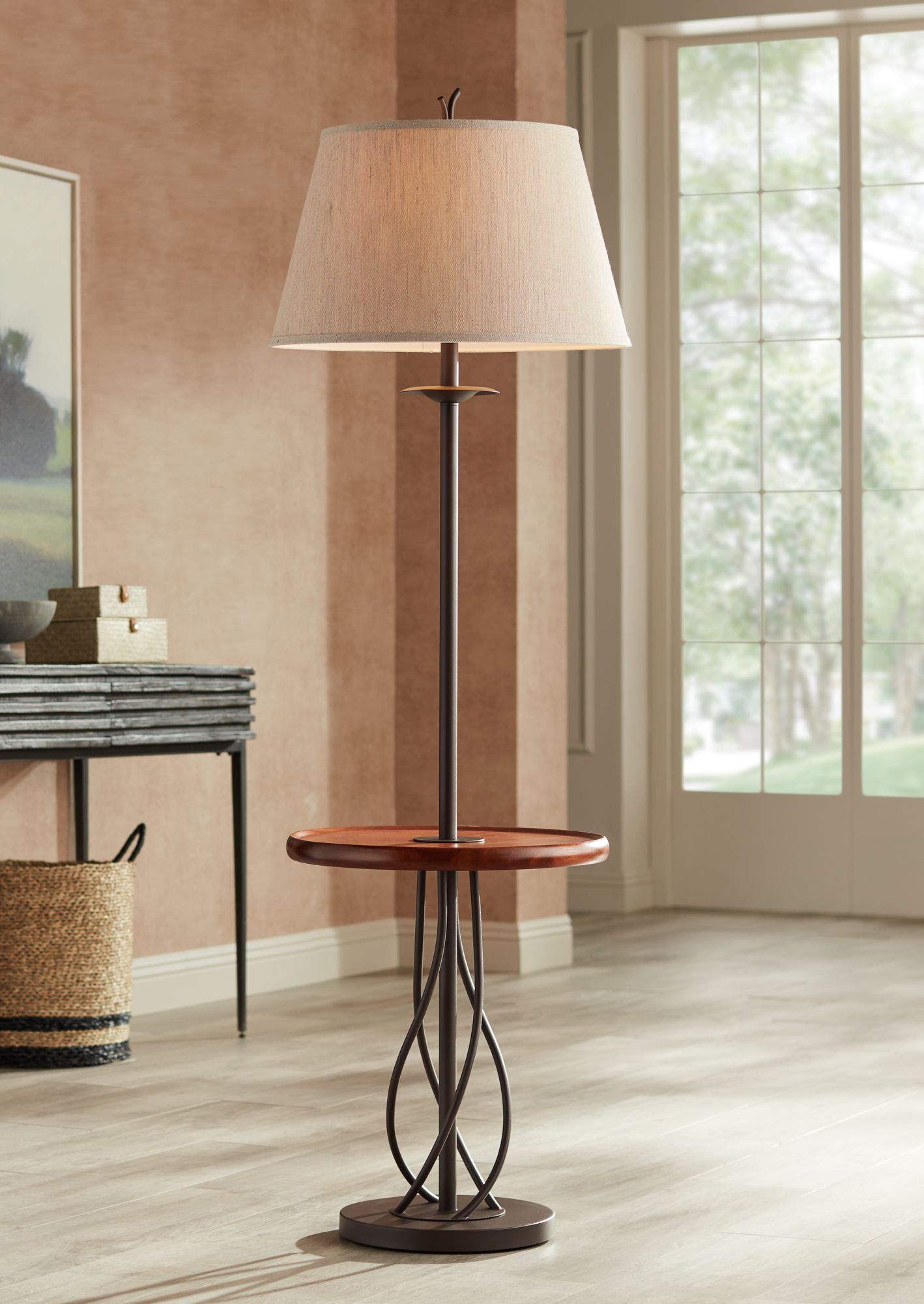 end table with lamp attached