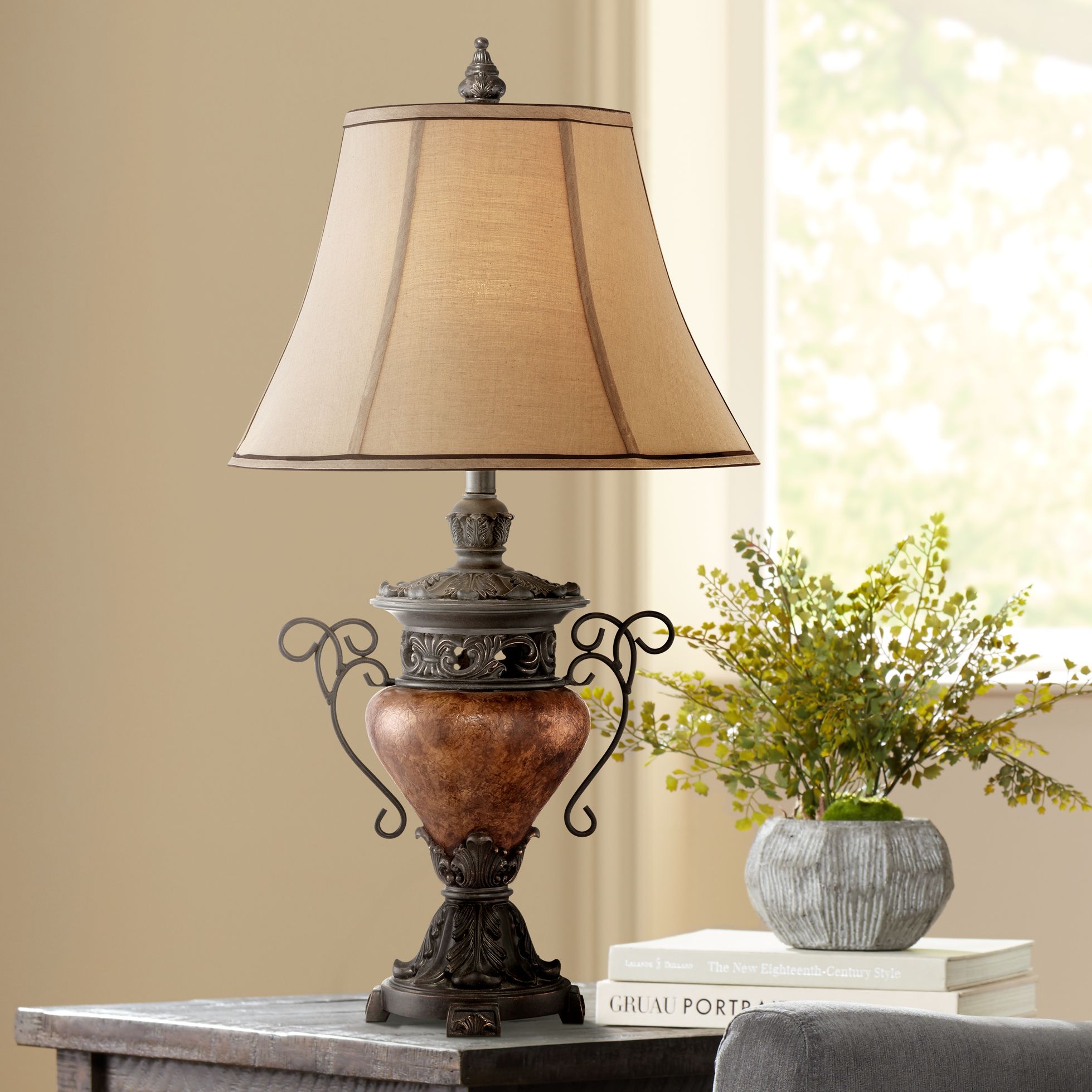 Bronze Crackle Large Urn Table Lamp