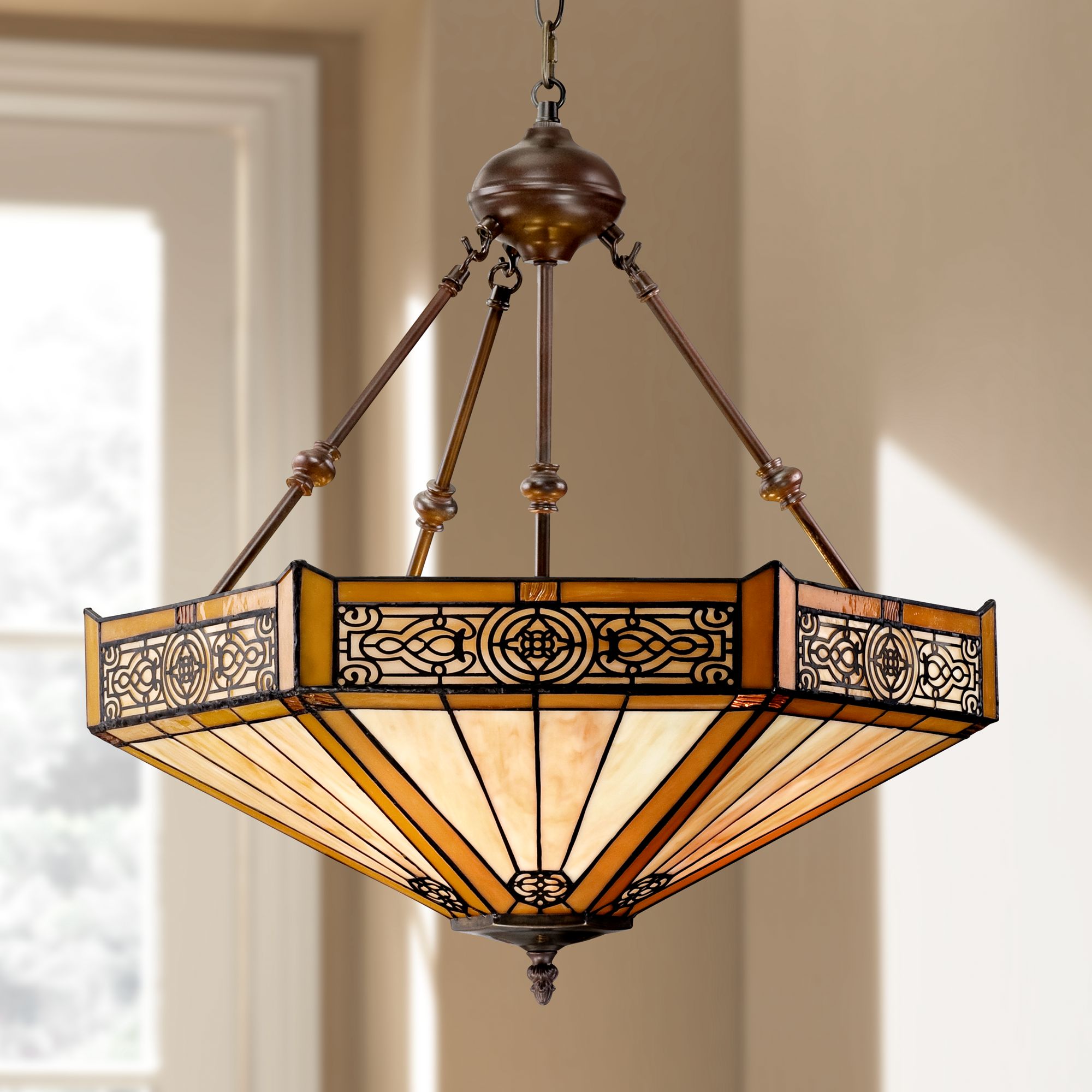 mission style dining room chandelier