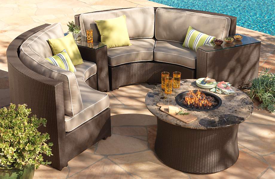 Indulge In The Outdoor Lifestyle And, Curved Patio Sofa With Fire Pit