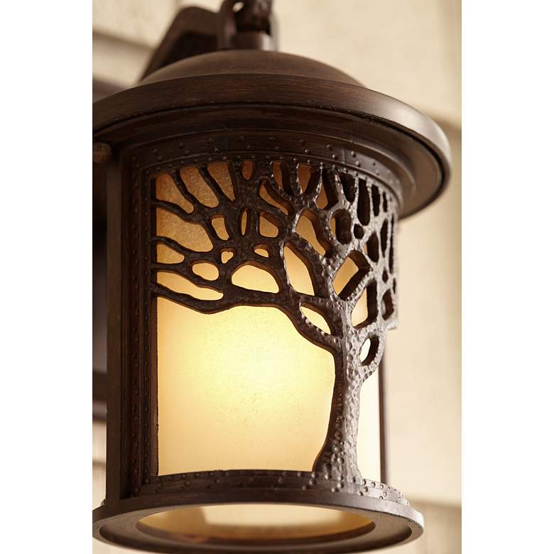 Image 1 Bronze Mission Style Tree 9 1/2" High Outdoor Wall Light in scene