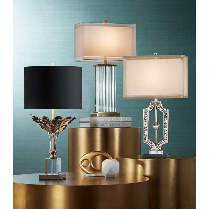 Cheri Antique Brass Leaves And Crystal, Lamp Shades For Brass Table Lamps