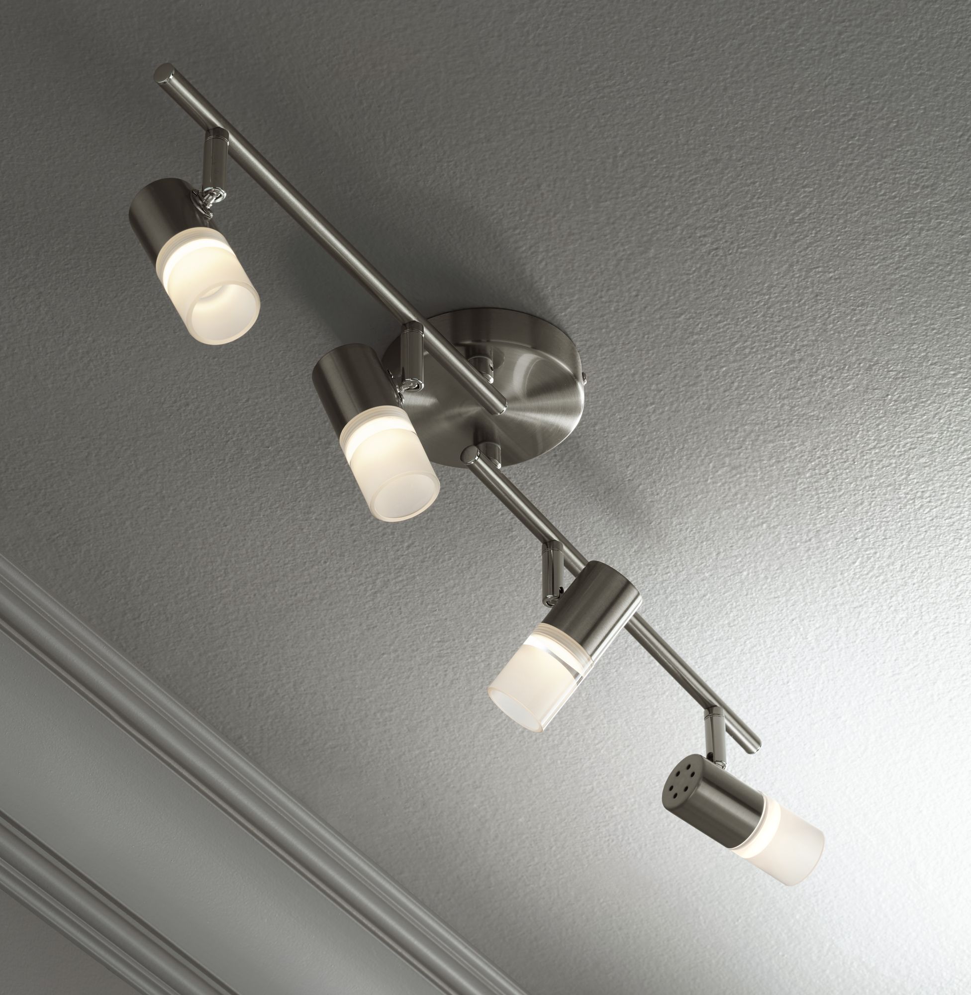 Pro Track Renee 4Light Satin Nickel LED Track Fixture 8K398 Lamps