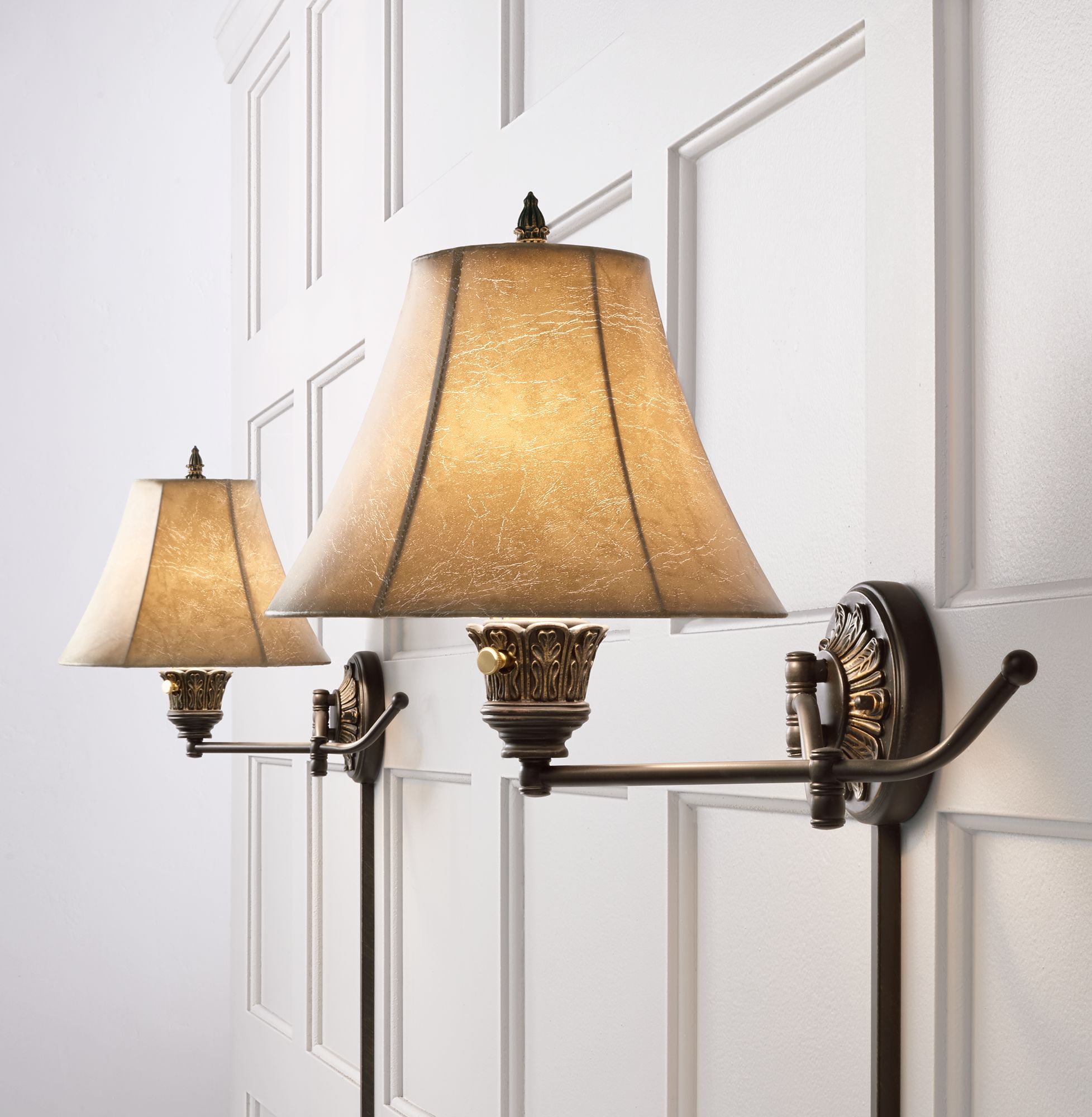 Rosslyn Set of 2 Bronze PlugIn Swing Arm Wall Lamps U3740 Lamps Plus