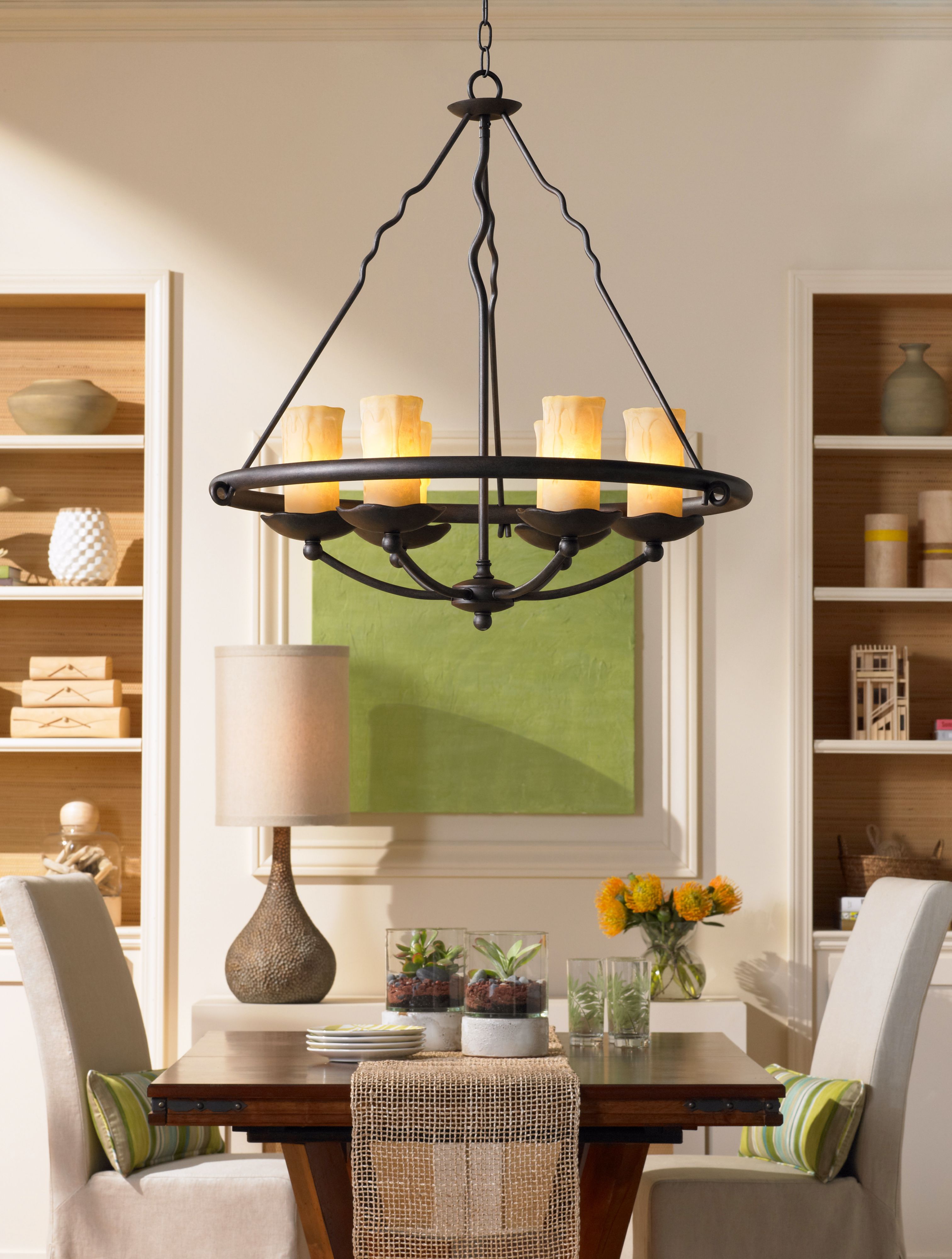 A candelabra style chandelier adds warmth and coziness to any dining room. Lamps Plus