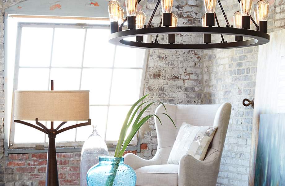 An Industrial Loft Brightened By A, Large Black Industrial Chandelier