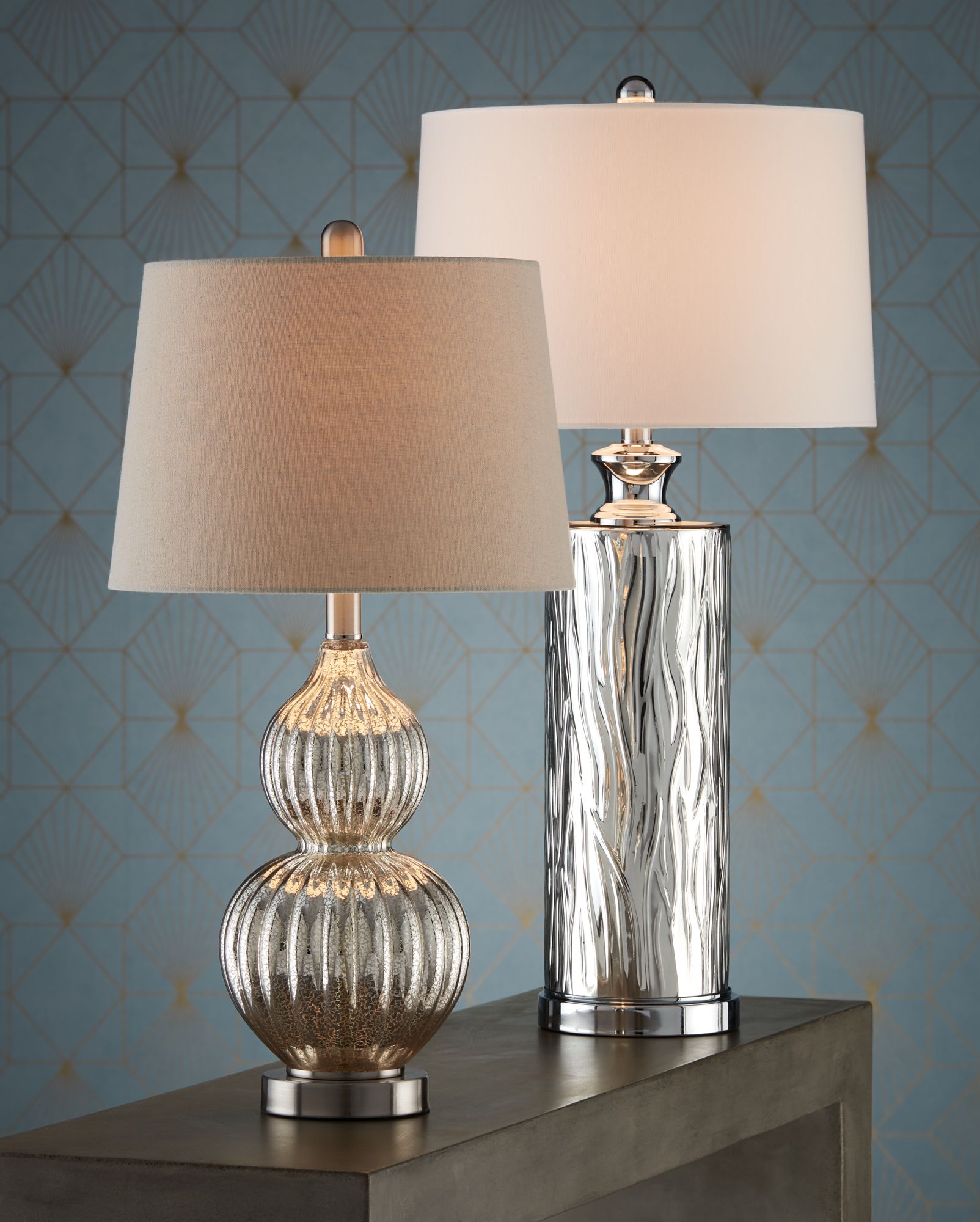 Lili Fluted Mercury Glass Table Lamp 8H816 Lamps Plus   071417 Transitional Table Lamps H.fpx