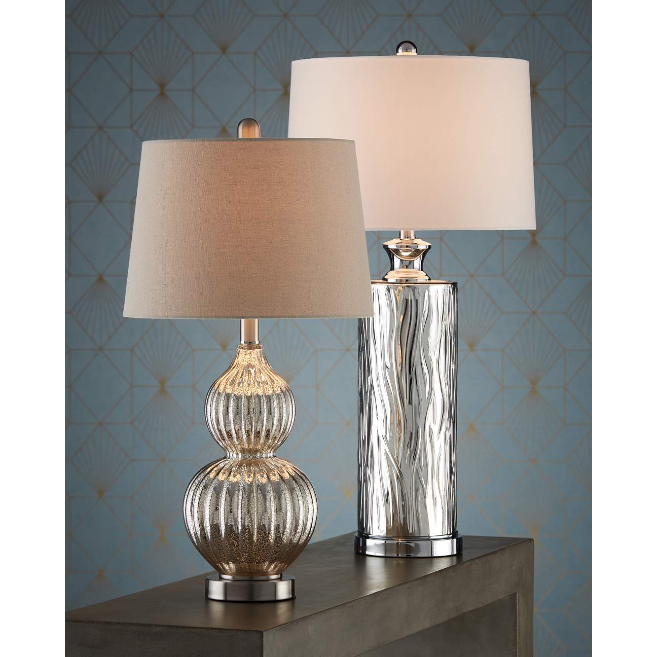 Lili Fluted Mercury Glass Table Lamp - #8H816 | Lamps Plus