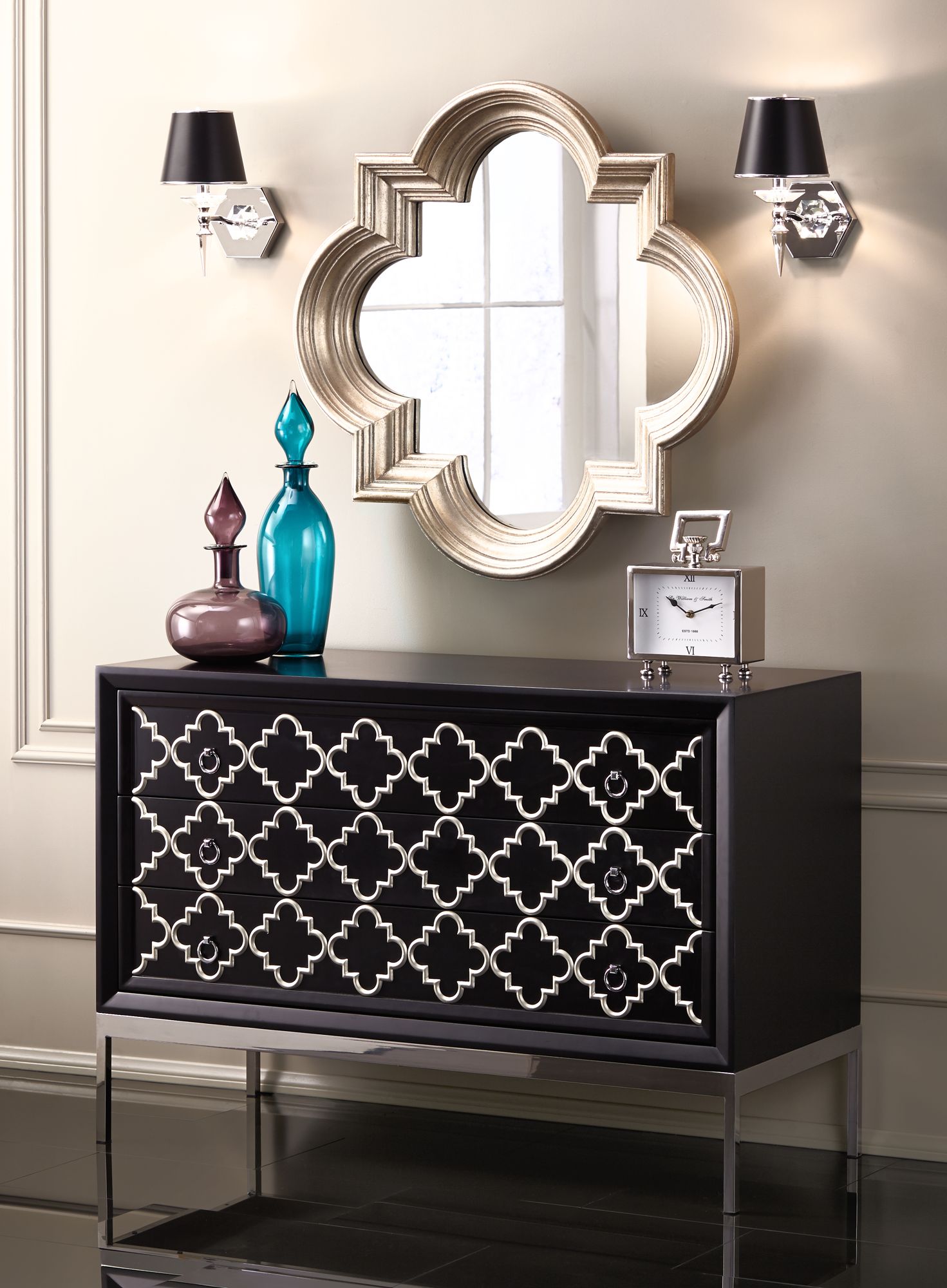 Manhattan 13" High Black and Chrome Crystal Wall Sconce 17190