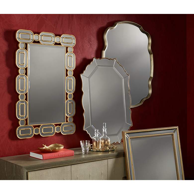 Melba Champagne Gold 33&quot; x 42&quot; Curved Wall Mirror in scene