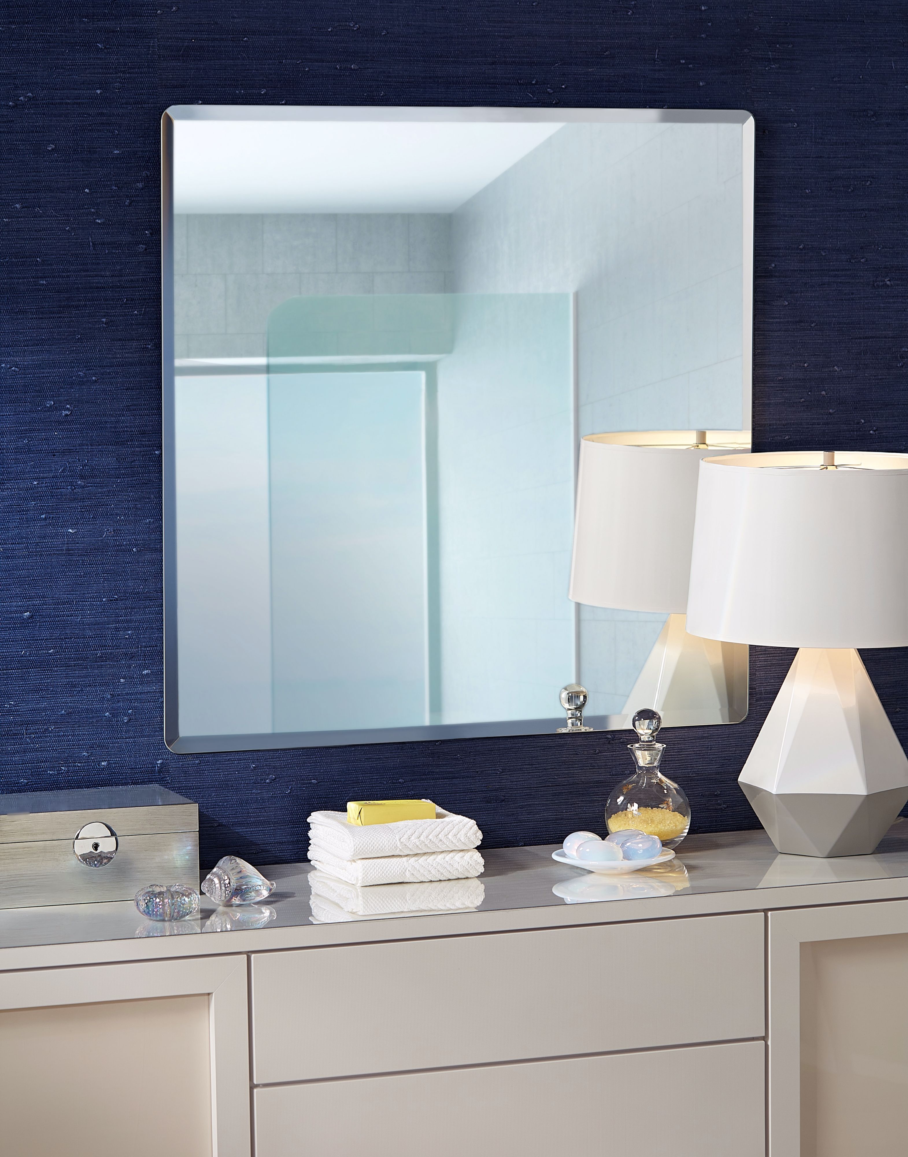 Galvin 36" Square Frameless Beveled Wall Mirror P1426 Lamps Plus