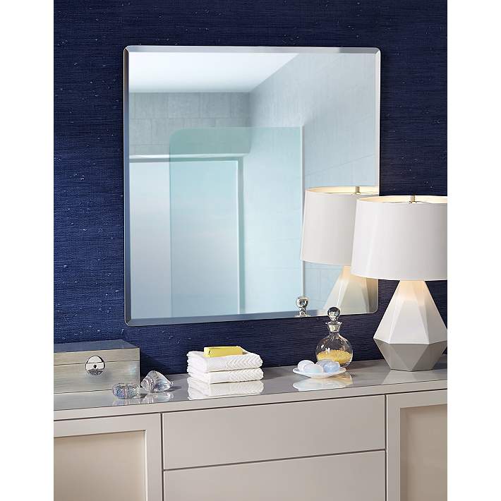 Galvin 36 Square Frameless Beveled, Square Beveled Bathroom Mirrors Frameless