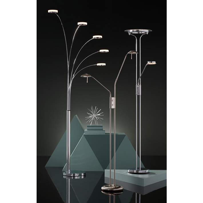 Possini Euro Aldo Chrome 5 Light Led, Contemporary Five 5 Arm Floor Lamp