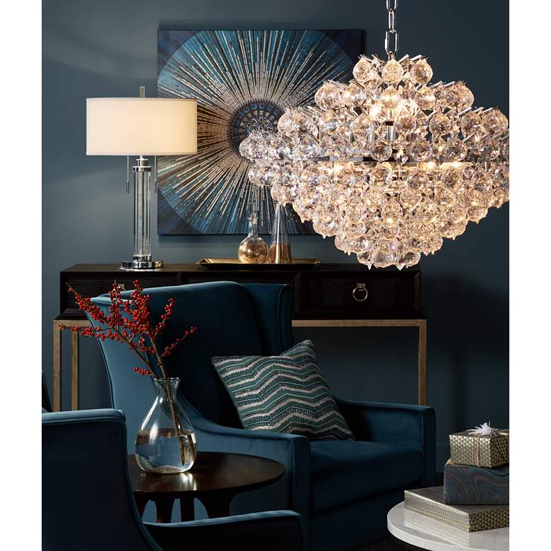 Image 1 Essa 24" Wide Chrome and Crystal Pendant Light in scene