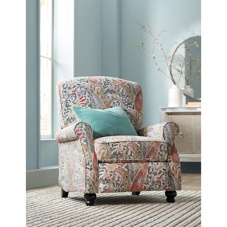 Image 1 Ethel Coral Paisley Push Back Recliner Chair in scene