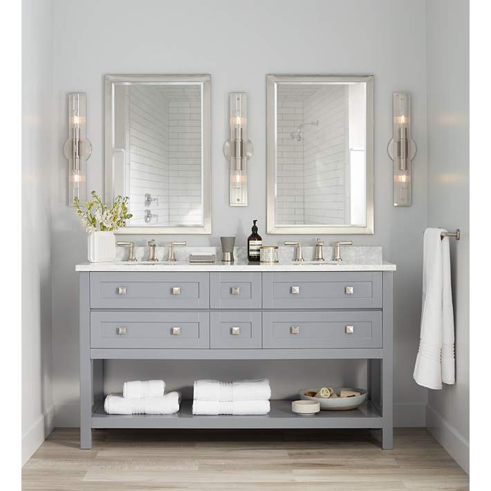 Metzeo 33 X 22 Brushed Nickel Wall, Elegant Bathroom Mirrors Reviews
