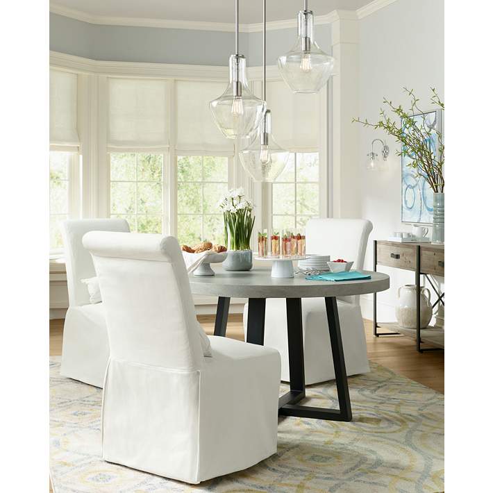 Wide Brushed Nickel Pendant Light, Kichler Lighting Dining Room Chairs
