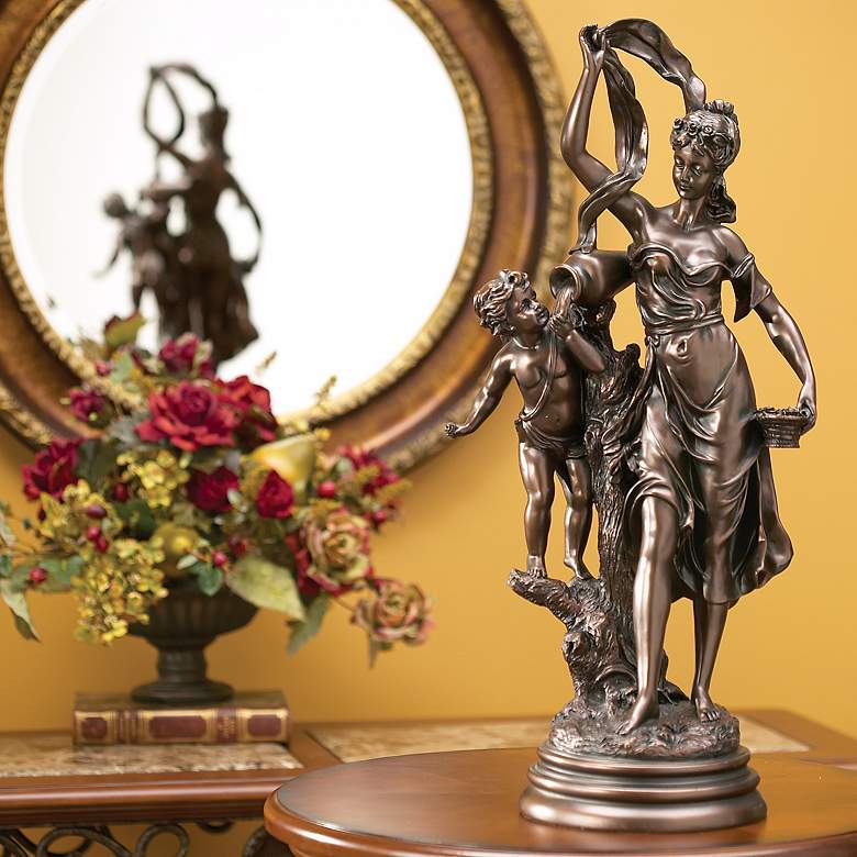 Maiden and Cupid 27&quot; High Accent Sculpture in scene