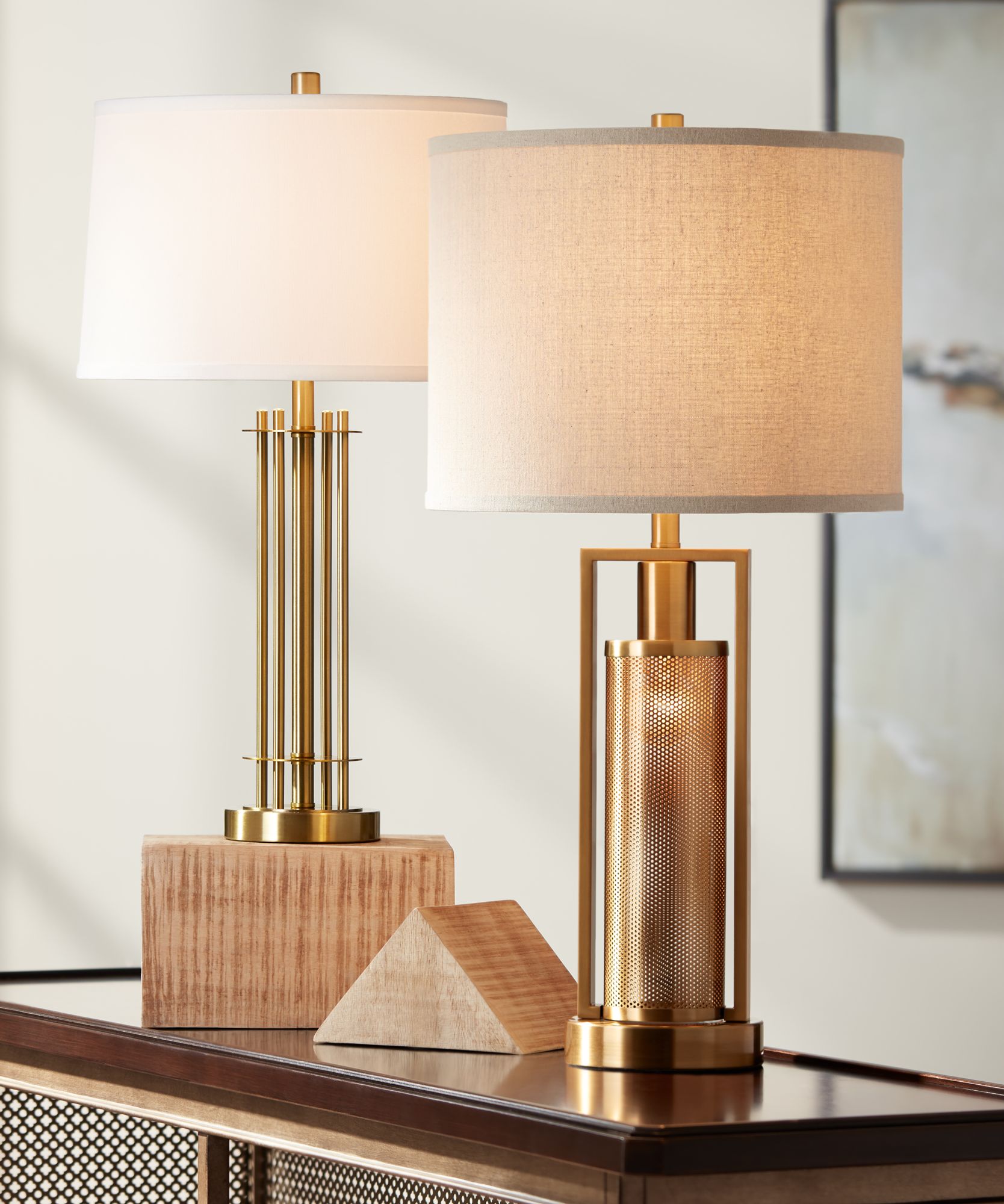 Milly Brass Metal Table Lamp with Night Light - #36X30 ...