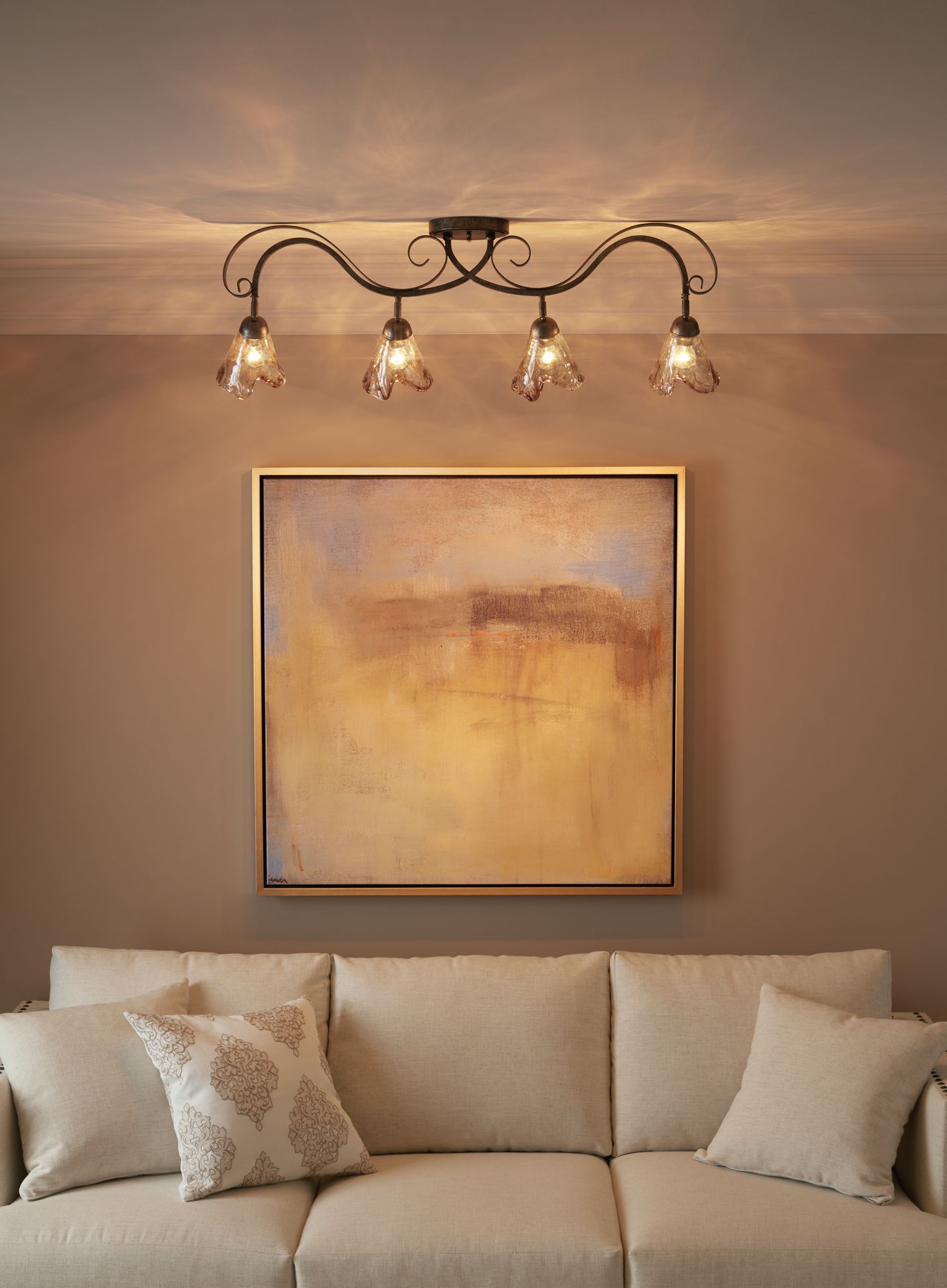 Organic Amber Glass 4 Light Ceiling Track Fixture U2885 Lamps