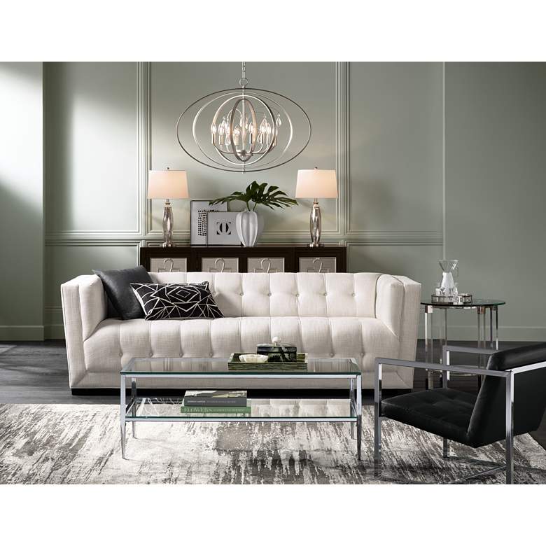 Image 1 Tanika 48" Wide Chrome and Glass Rectangular Coffee Table in scene