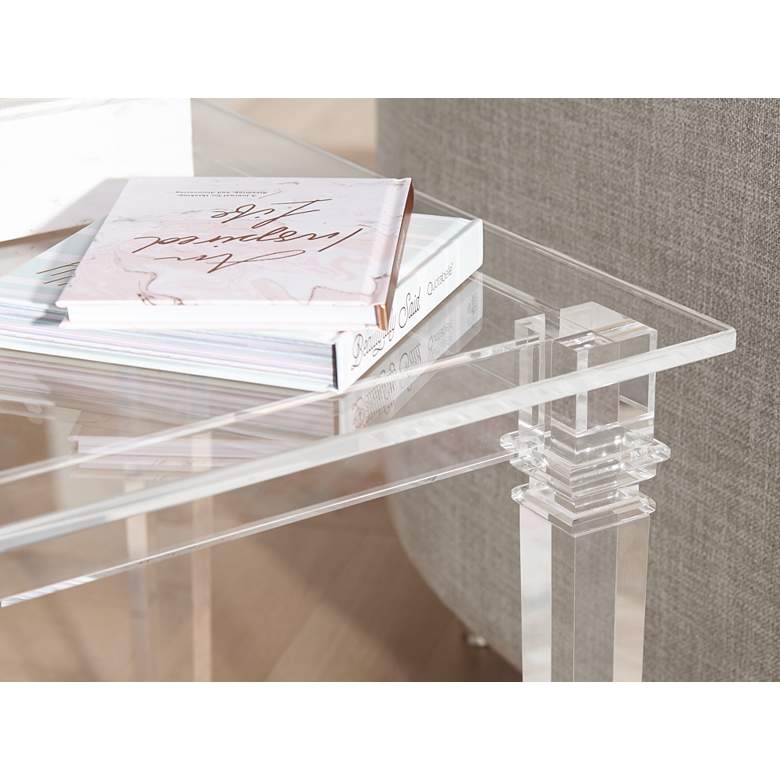 Tustin 21 1/2&quot; Square Clear Lucite Acrylic End Table in scene