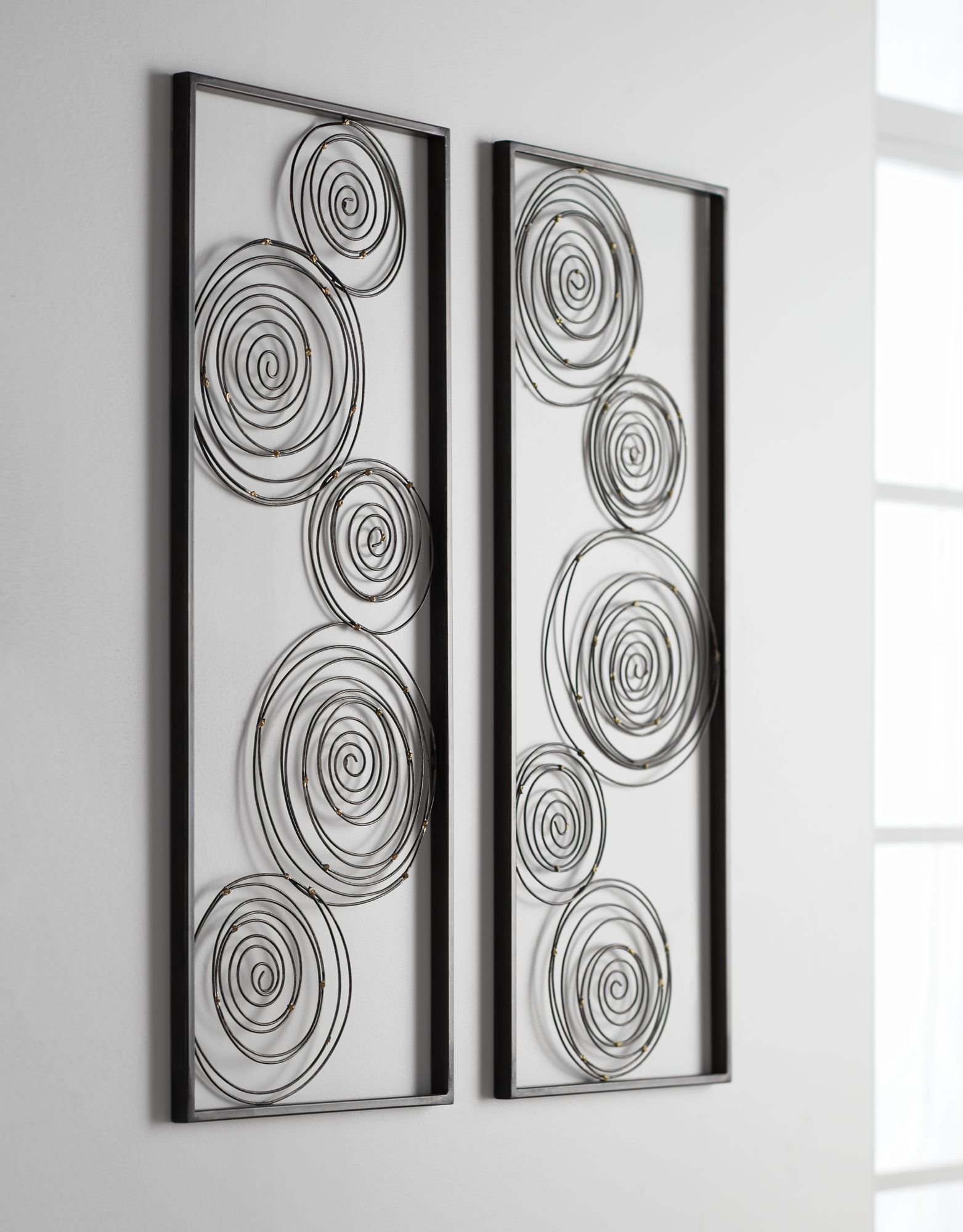 Metallic Swirl 13 3/4" x 35 1/2" Wall Art Set of 2 - #9P634 | Lamps Plus