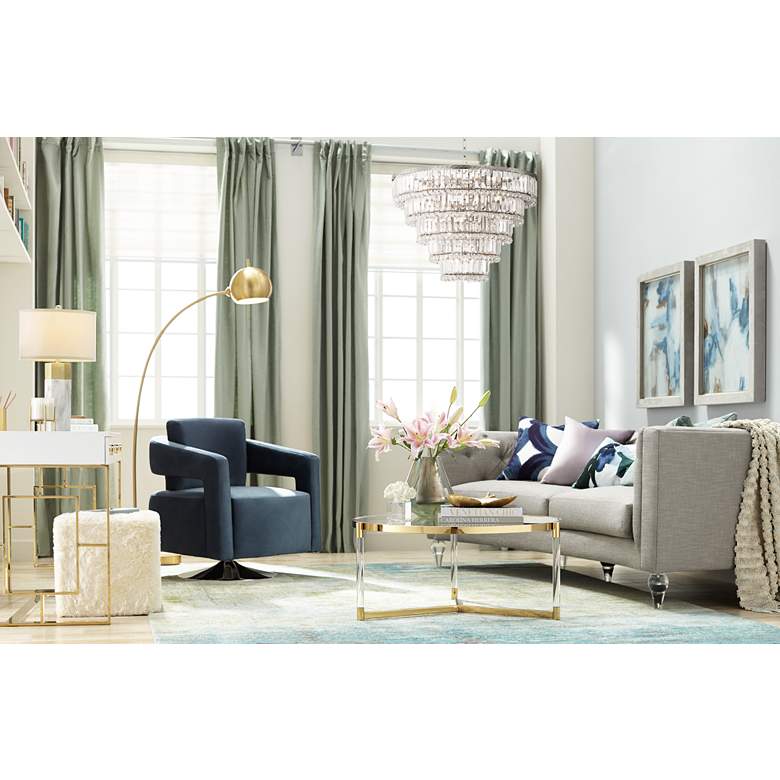 Stefania 36&quot; Wide Gold and Acrylic Modern Coffee Table in scene