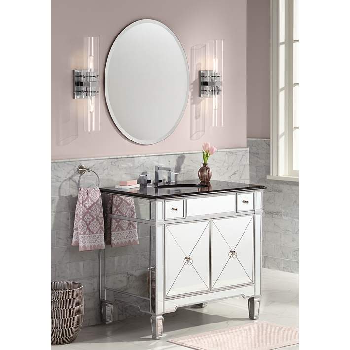 Granite 36 W Bathroom Sink Vanity, Mirrored Sink Vanity