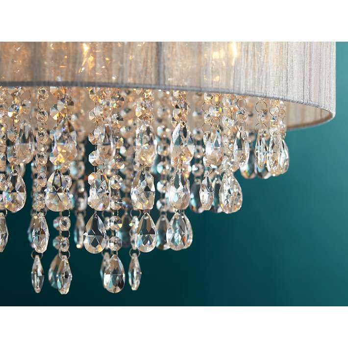 Possini Euro Jolie 20 Wide Silver Fabric Crystal Chandelier W7974 Lamps Plus - Crystal Ceiling Lamp Silver