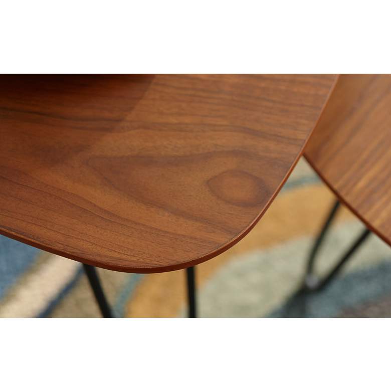 Image 6 Salish Walnut Wood 2-Piece Modern Nesting Coffee Table Set in scene