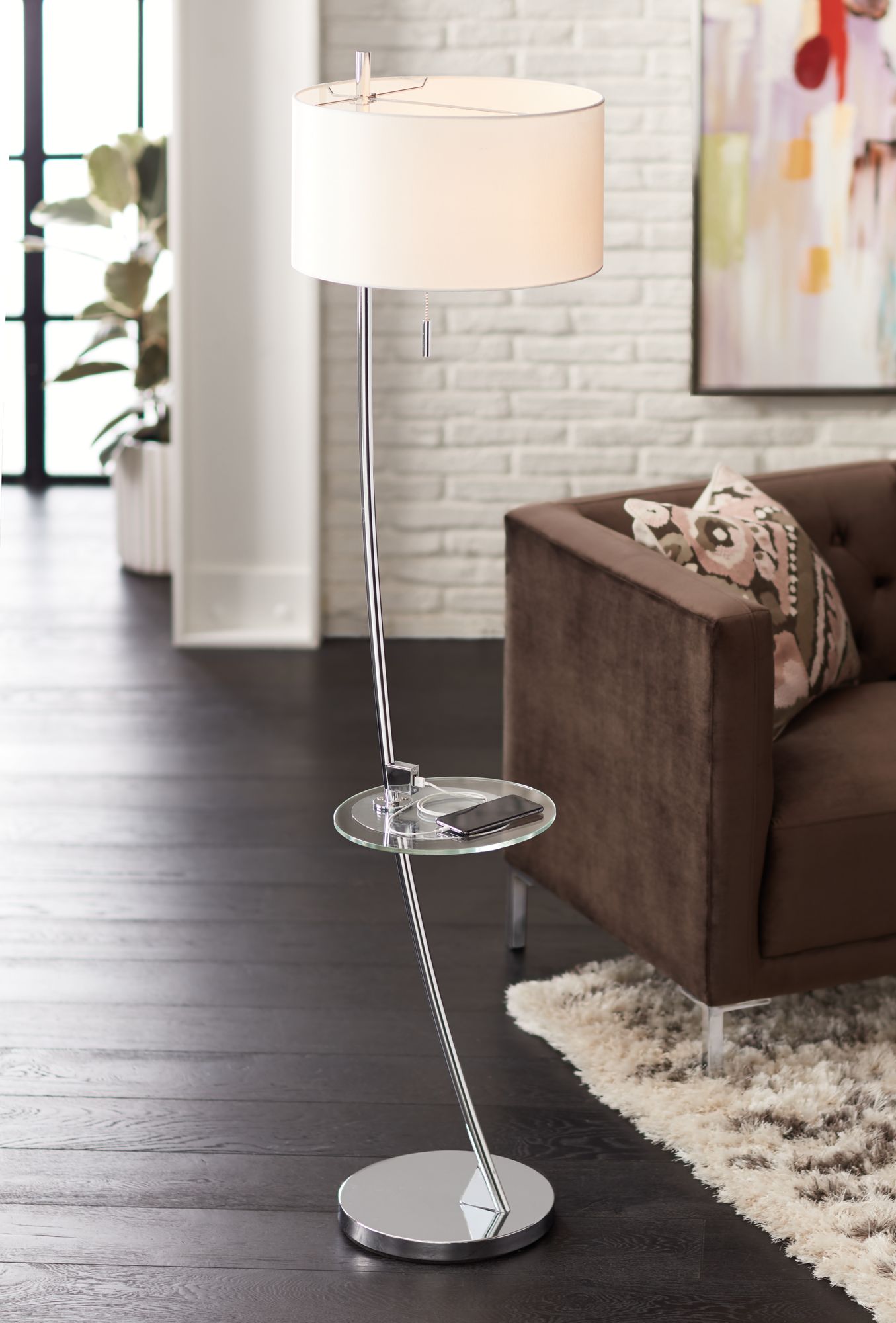 Caper Tray Table Floor Lamp with USB Port and Outlet 15A10 Lamps Plus