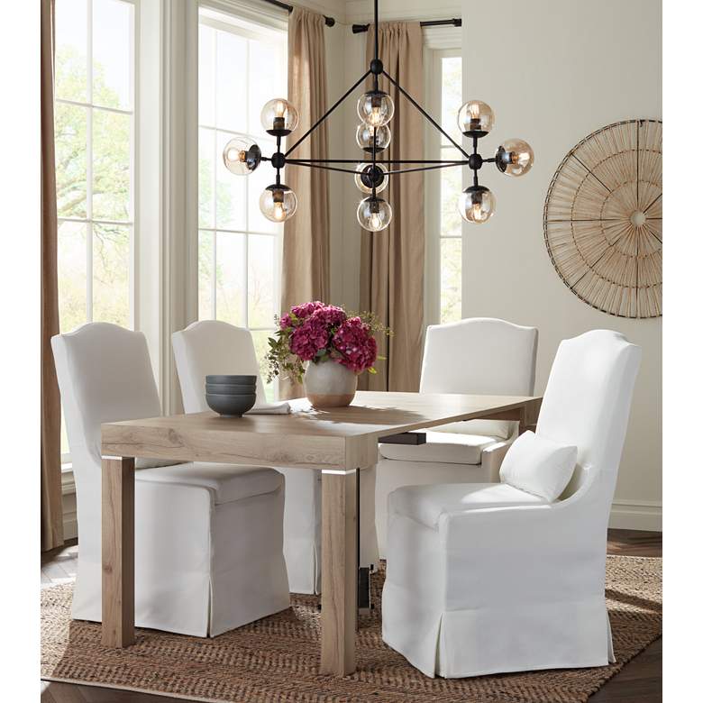 Image 1 Modern Distressed Natural 4-Leaf Extension Dining Table in scene
