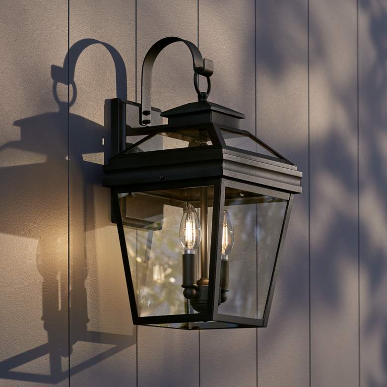 Stratton Street 16 1/2&quot; High Black Outdoor Wall Light in scene