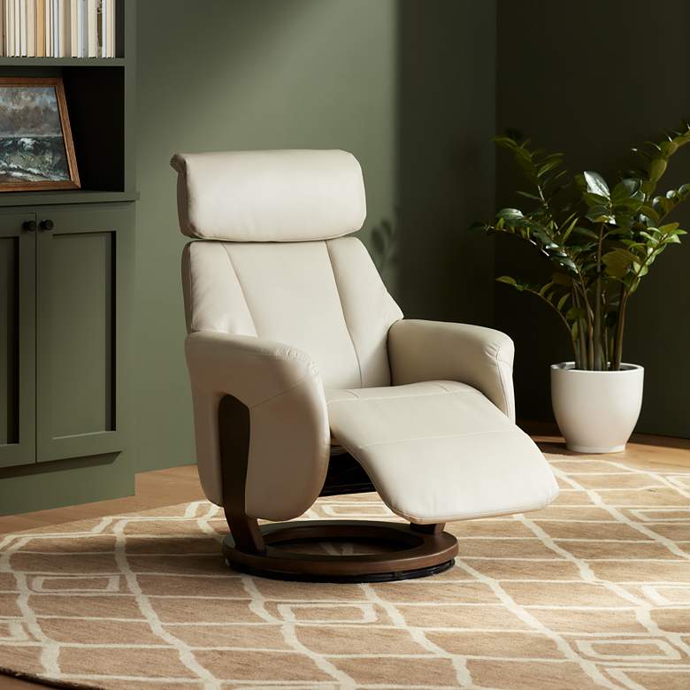 Image 1 Augusta Taupe Faux Leather 4-Way Recliner Chair in scene