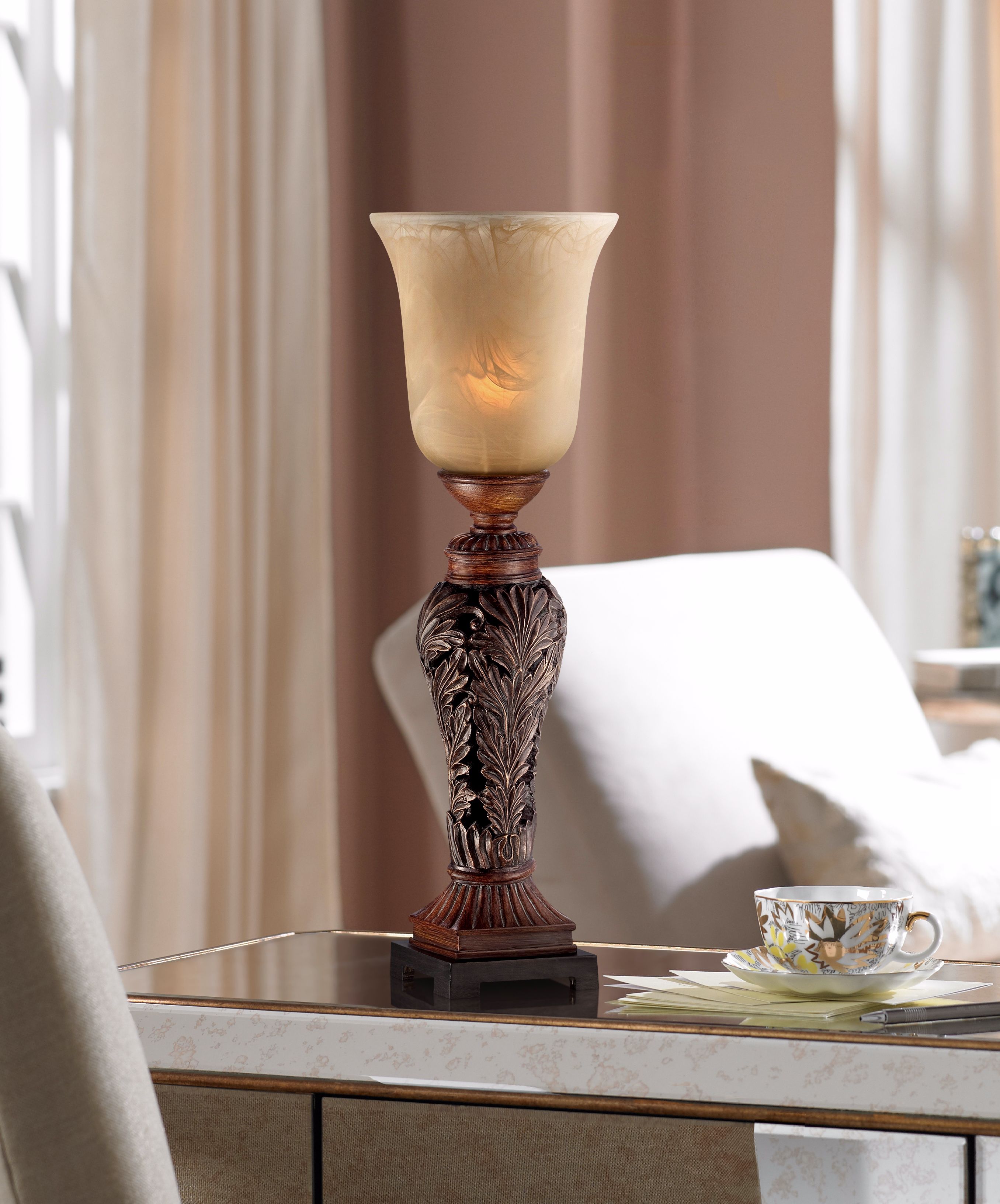 Double Bronze 24" High Console Lamp by Regency Hill 3F197 Lamps Plus