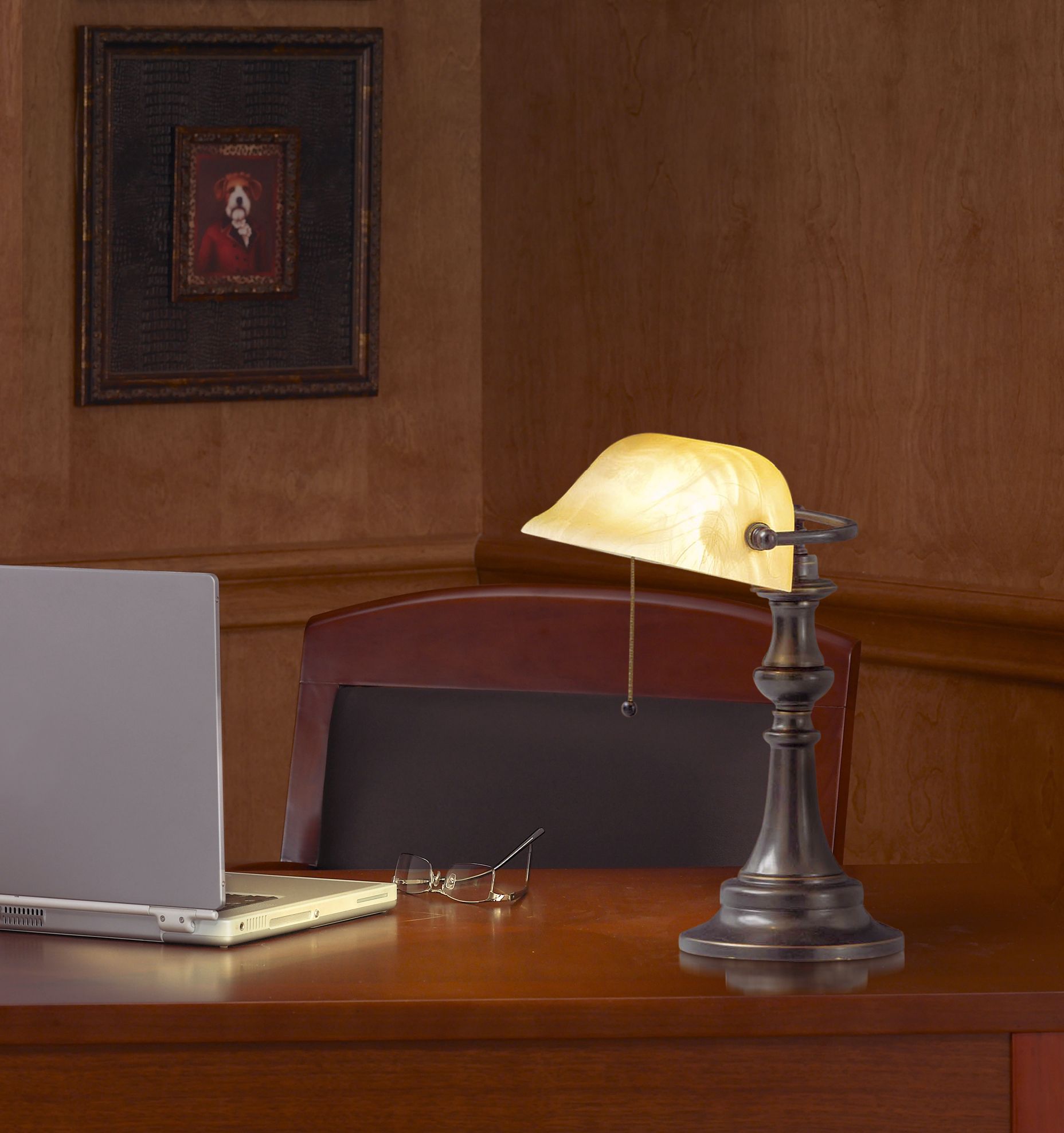 Office desk lighting with a classic banker's desk lamp. Lamps Plus