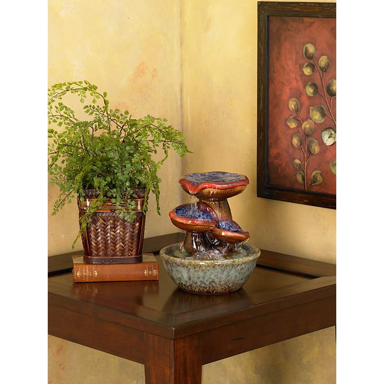 Toadstool 9 1/4&quot; High Three Tier Tabletop Fountain in scene