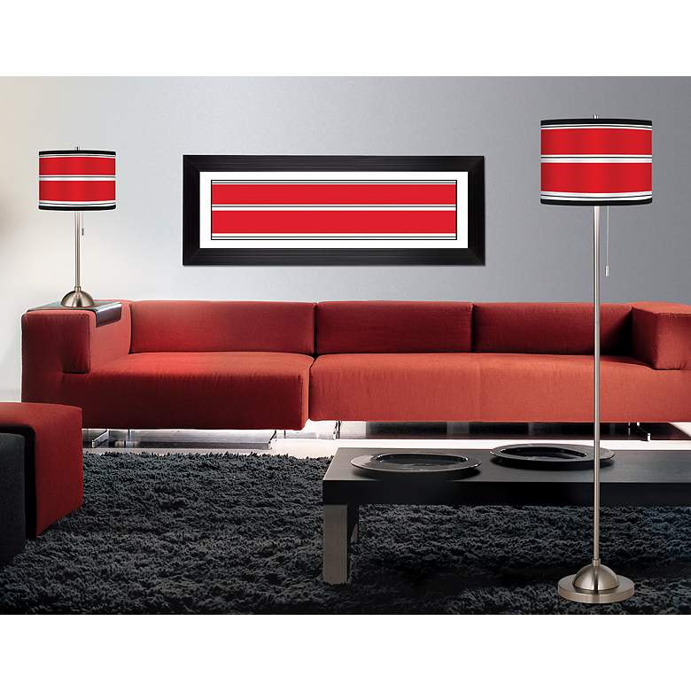 Giclee Red Stripes Pattern Shade Floor Lamp in scene