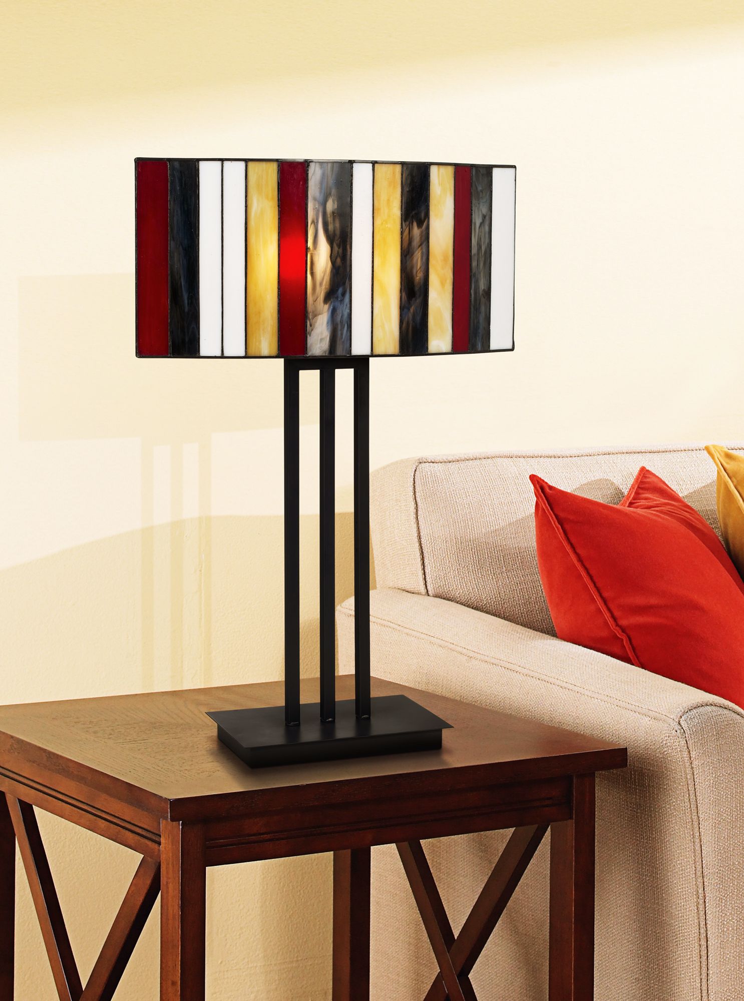 Striped Art Glass Iron Base Table Lamp 65251 Lamps Plus